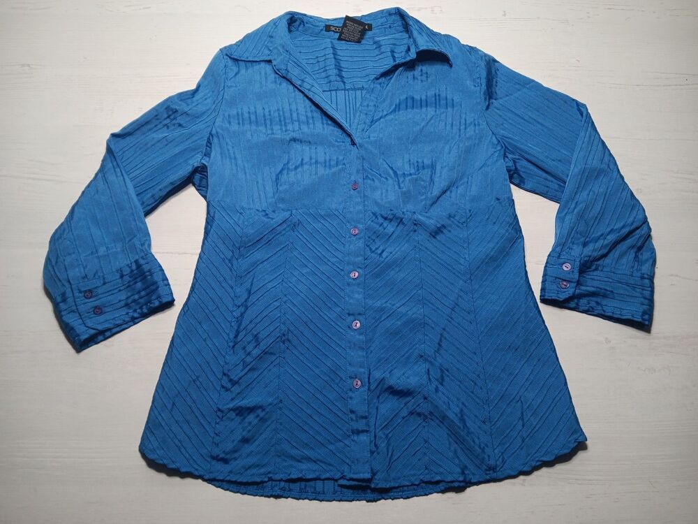 Scott Taylor Button Up Top Women's Large Blue